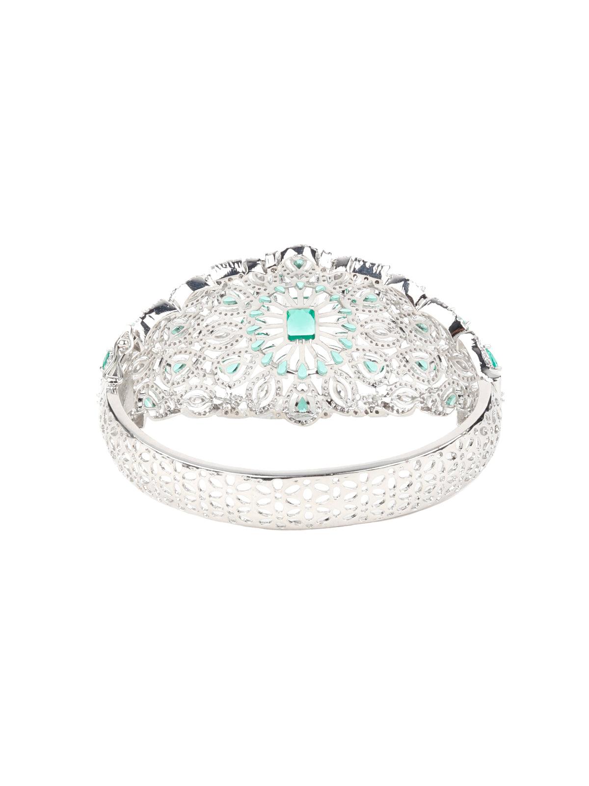 Royal Silver Crystal Studded Bracelet - Odette