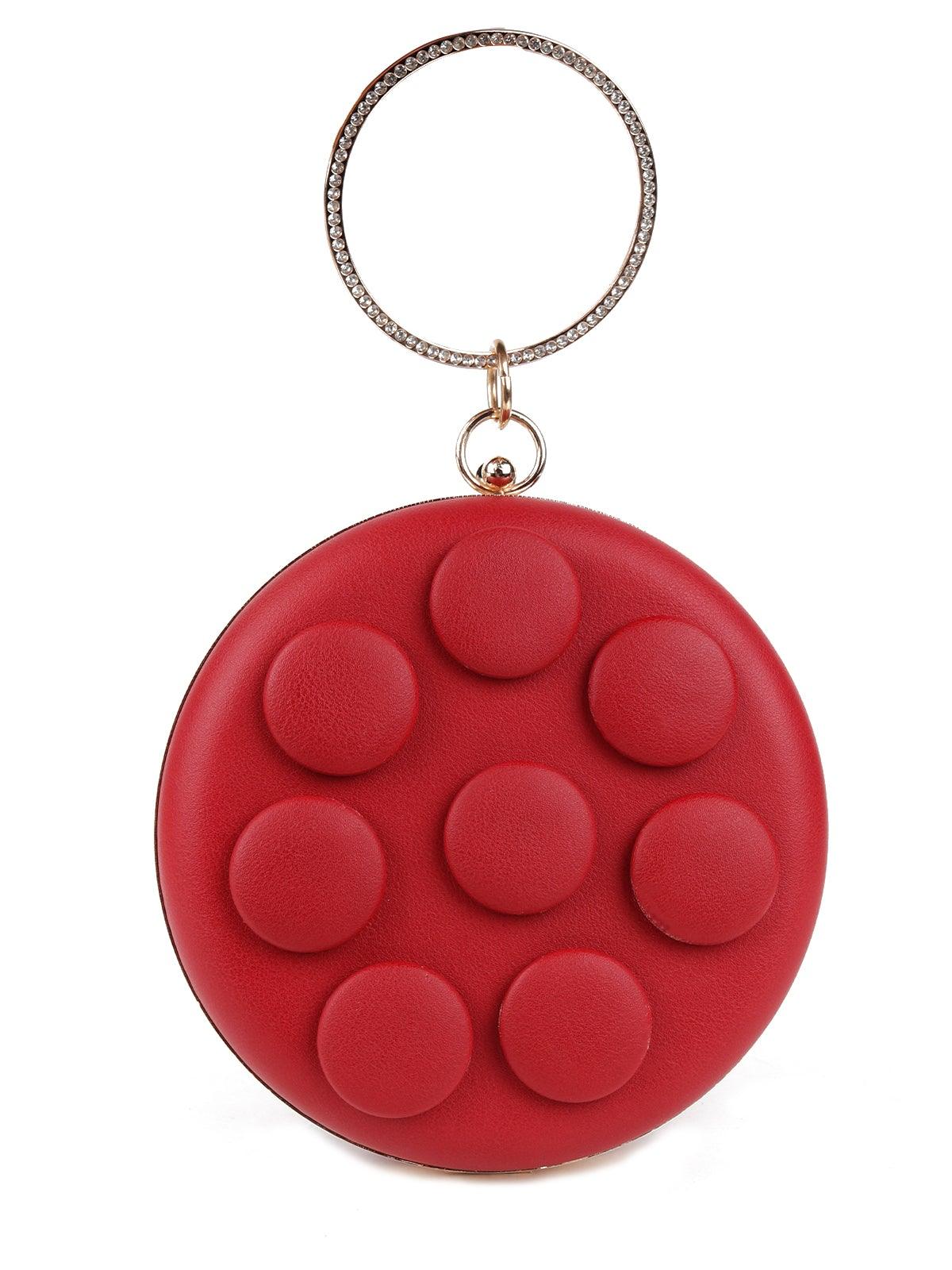 Rubbywoo red solid spherical bag. - Odette