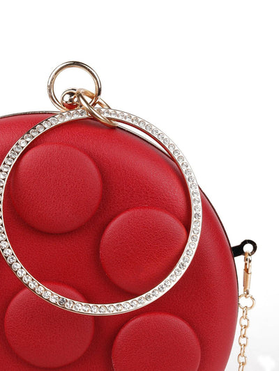 Rubbywoo red solid spherical bag. - Odette