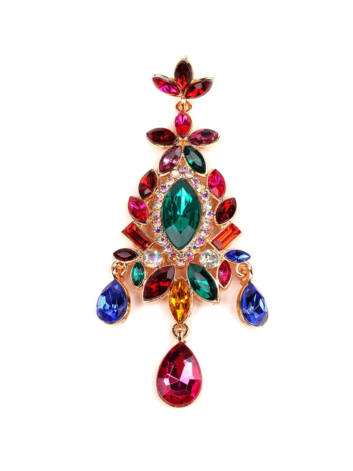 Ruby red gemstone embellished statement earrings - Odette