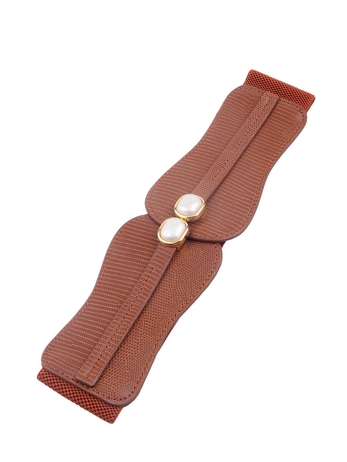 Rust coloured elastic waist belt - Odette