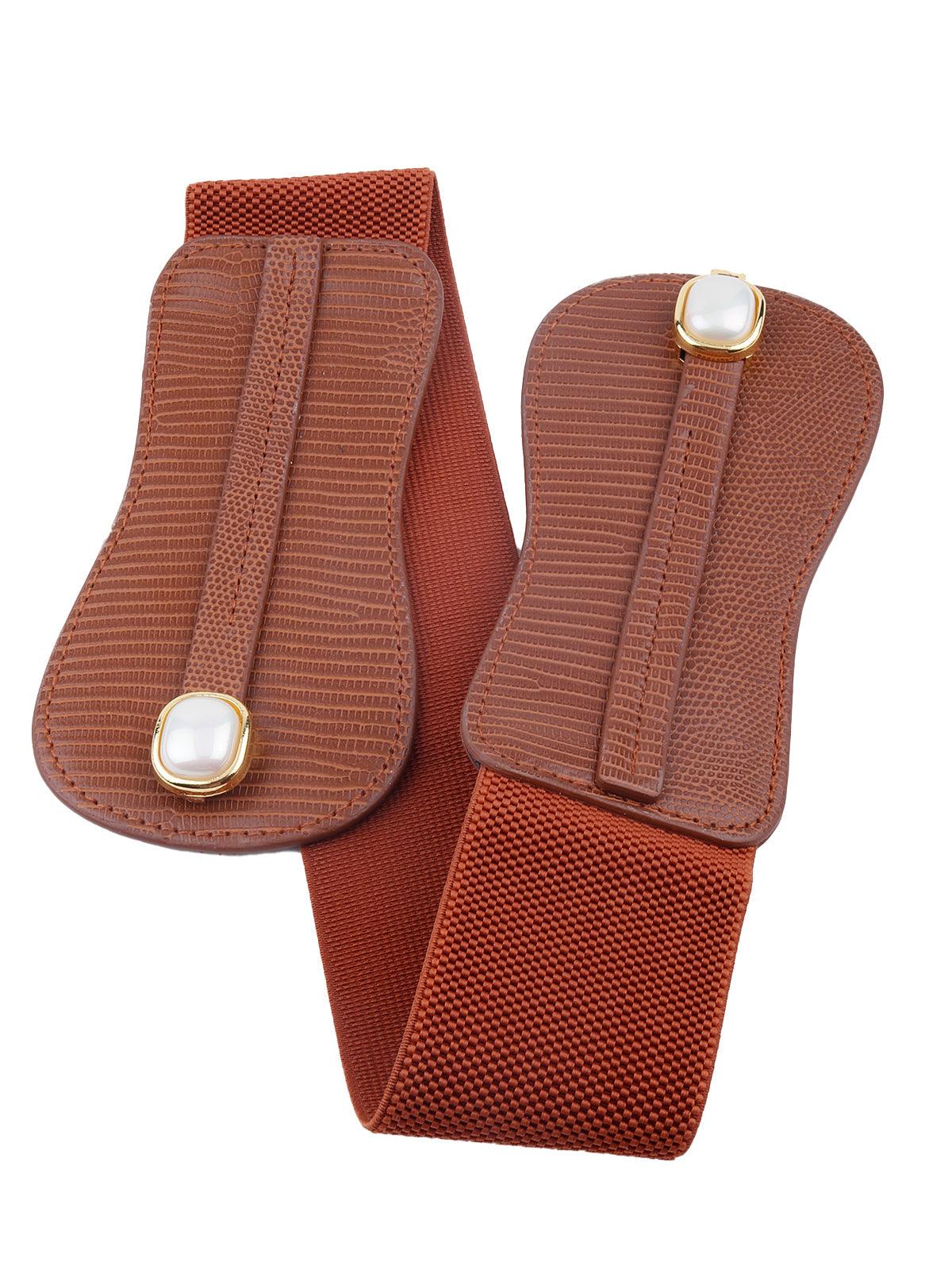 Rust coloured elastic waist belt - Odette