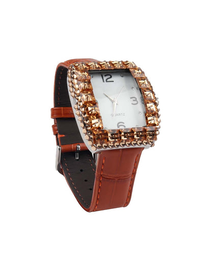 Rust coloured textured wristwatch - Odette