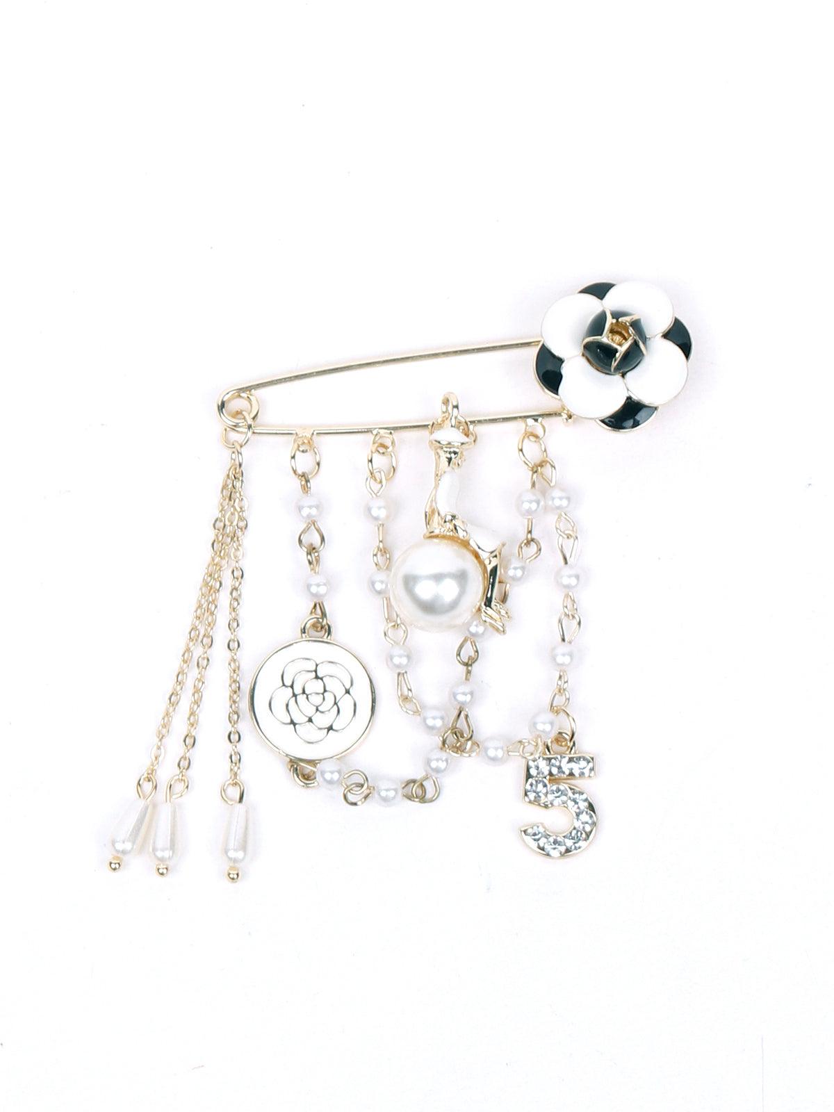 Buy Safety pin designer gold-tone charms brooch – Odette