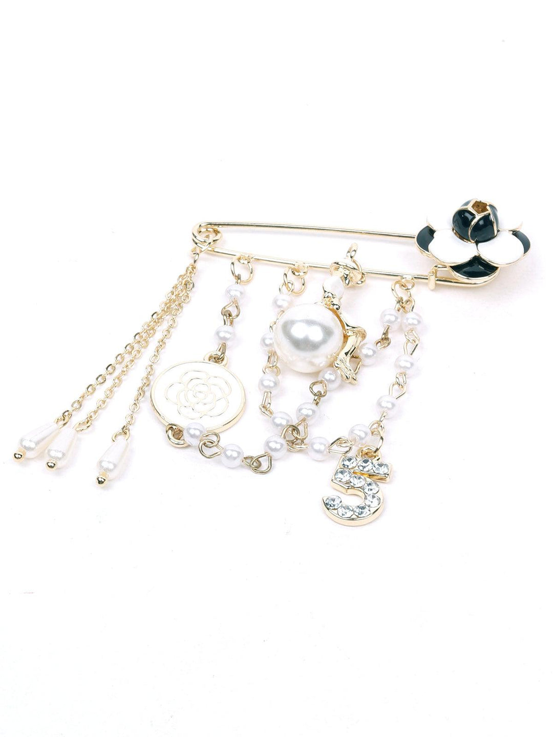 Buy Safety pin designer gold-tone charms brooch – Odette