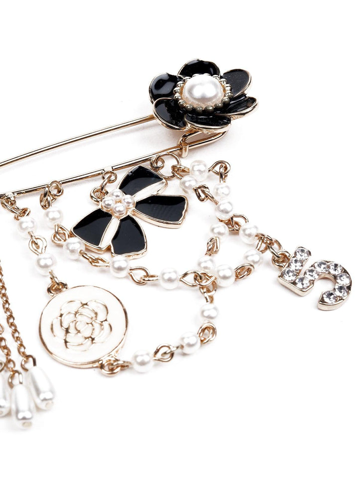 Buy Safety Pin Designer Gold-Tone Floral Brooch – Odette