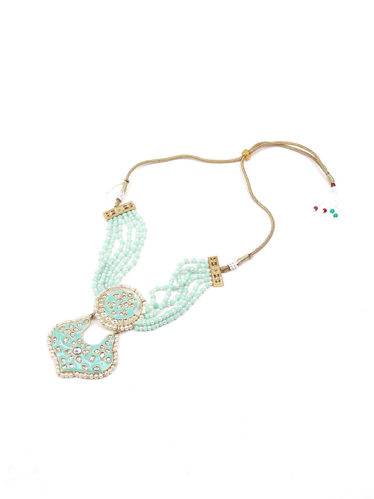 Sea green stunning beaded necklace for women - Odette