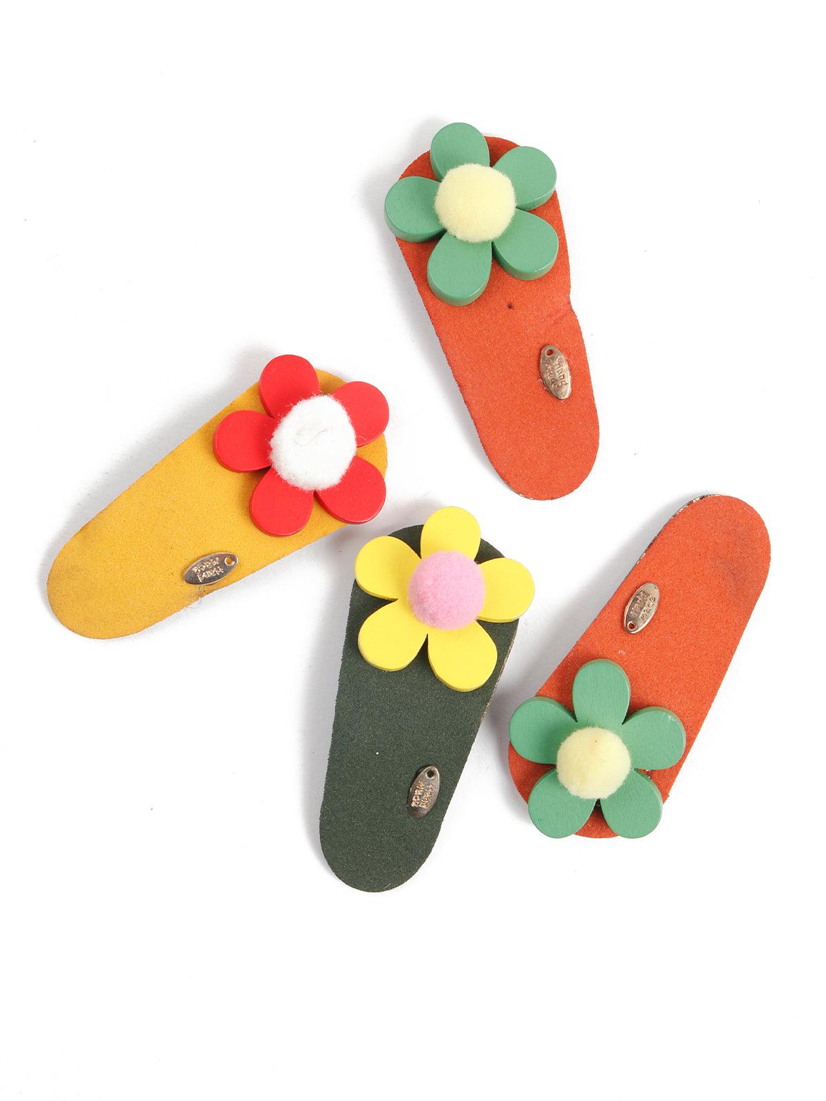 Set of Four Pretty Multicolour Snap Clips - Odette
