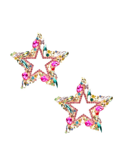 Shining Multicoloured Star-Shaped Earrings - Odette