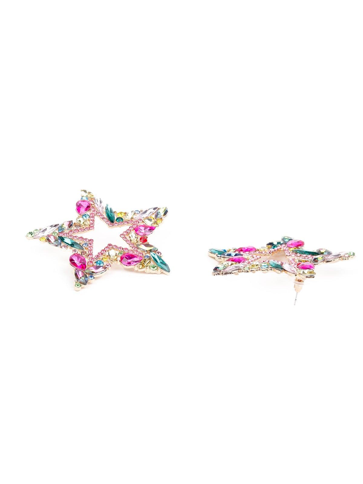 Shining Multicoloured Star-Shaped Earrings - Odette