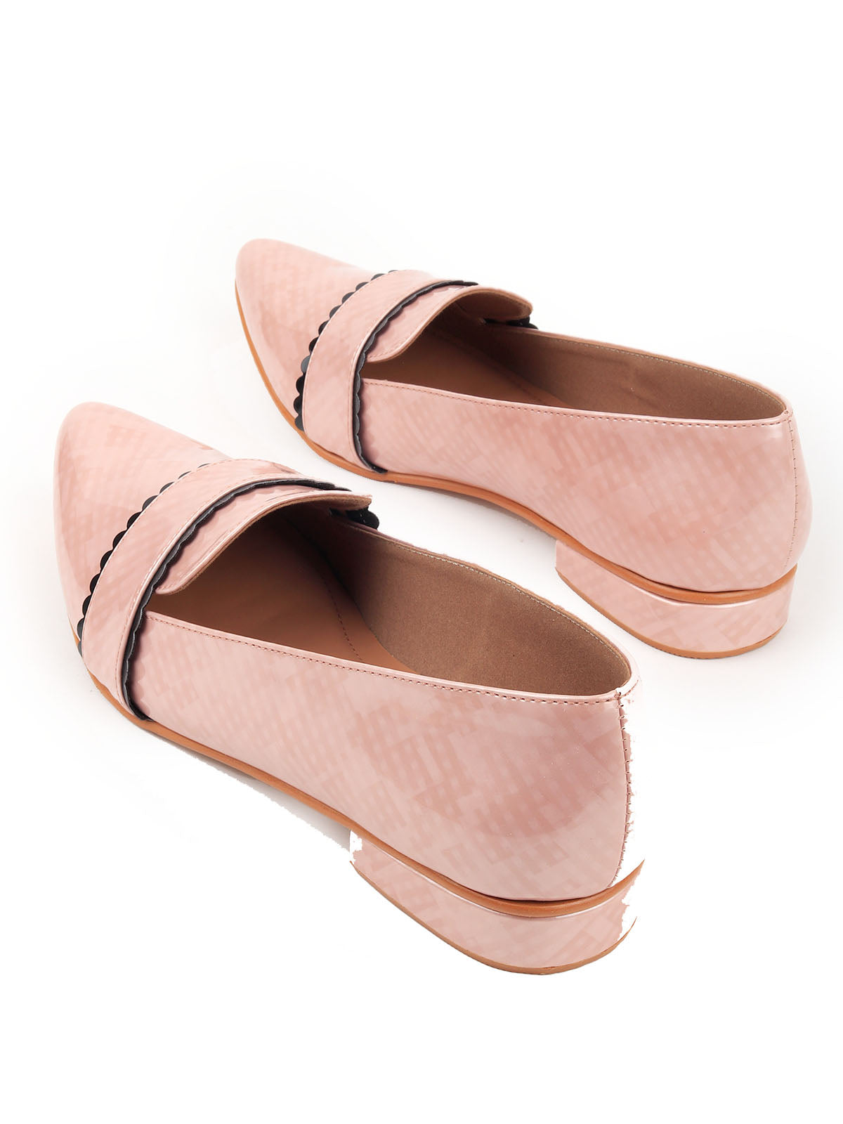 Odette Women Blush Pink Patterned Flat Loafers