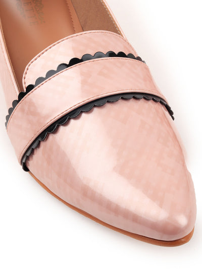 Blush Pink Patterned Flat Loafers