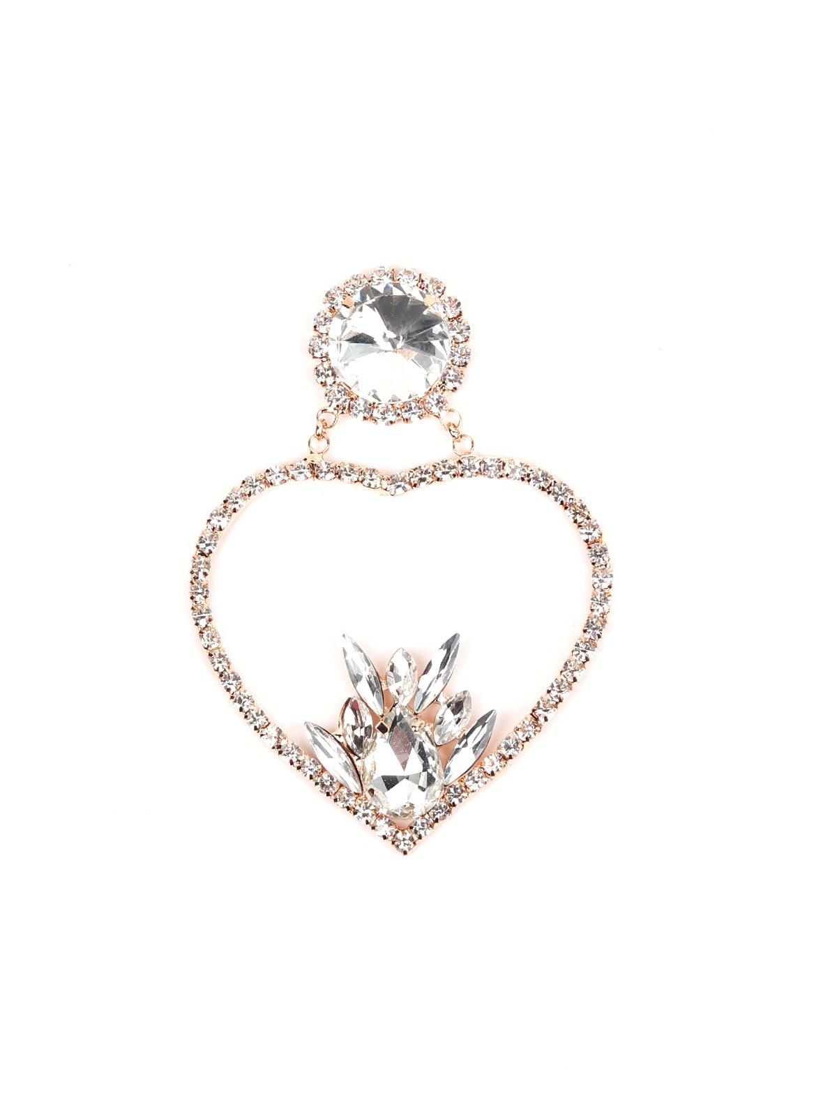Silhouette Of Heart Shape Crystal Earrings - Odette
