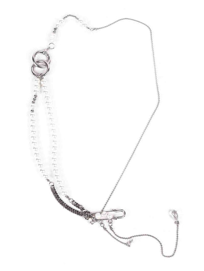 Silver beaded double hoop necklace - Odette