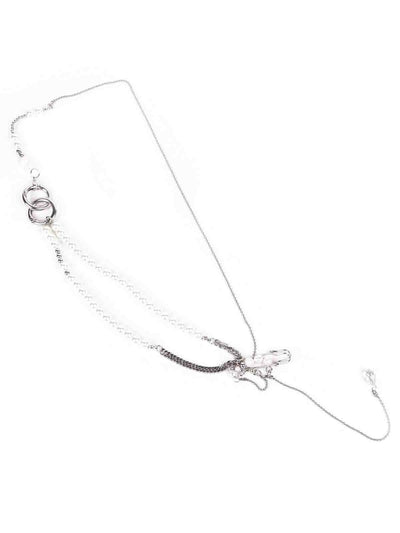 Silver beaded double hoop necklace - Odette