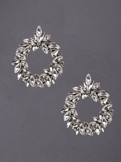 Silver crystal-embellished hoop earrings - Odette