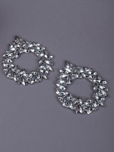 Silver crystal-embellished hoop earrings - Odette