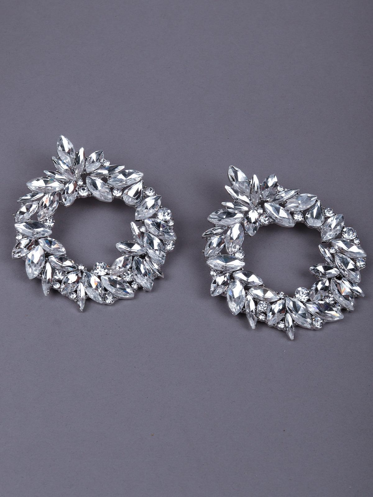 Silver crystal-embellished hoop earrings - Odette