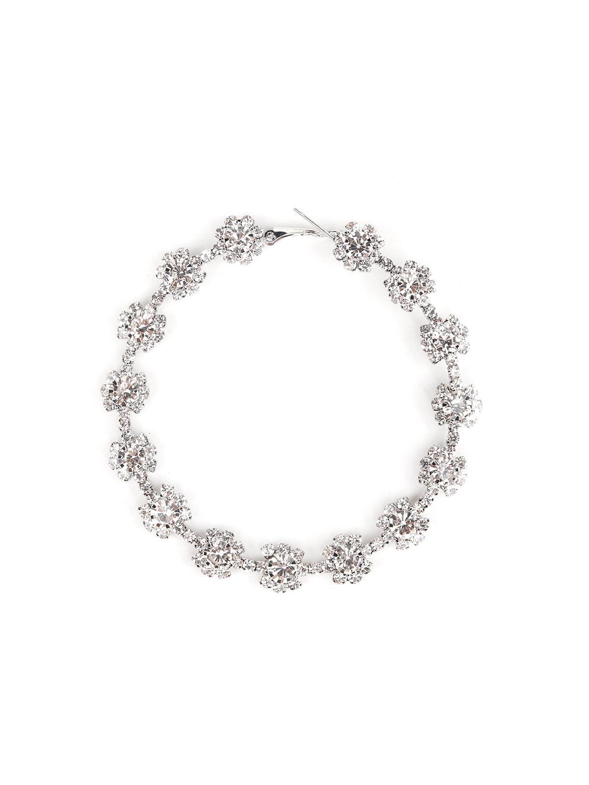 Silver Crystal Hoop Earrings - Odette