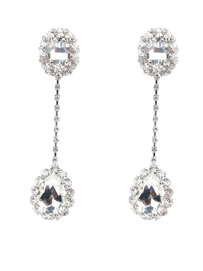 Silver crystal statement drop earrings - Odette