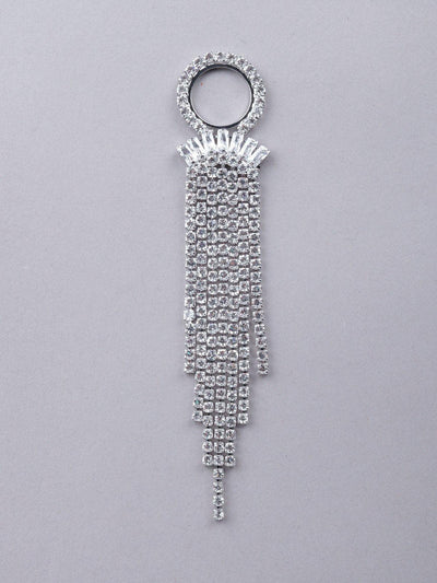Silver Crystal Tassel Drop Earrings - Odette