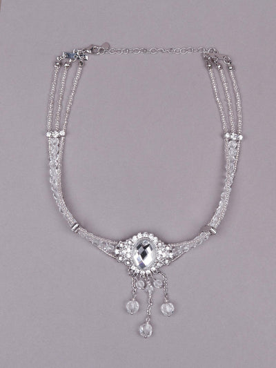 Silver stunning statement necklace for women - Odette