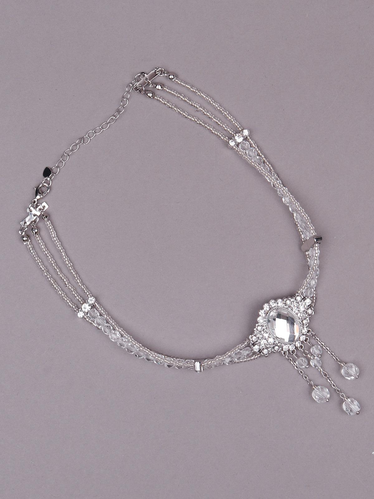 Silver stunning statement necklace for women - Odette