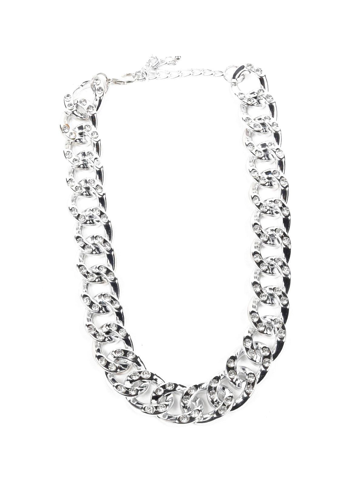 Silver-Tone Chunky Interlinked Chain Necklace - Odette