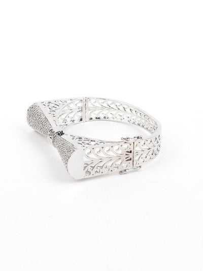 Silver-Tone Crystal-Embellished Bow-Shaped Bracelet - Odette