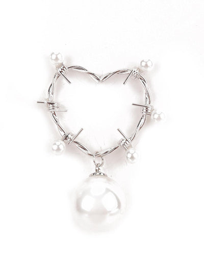 Silver Tone Heart Shape Dangle Earrings - Odette