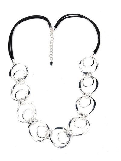 Silver tone hoop looped statement necklace - Odette