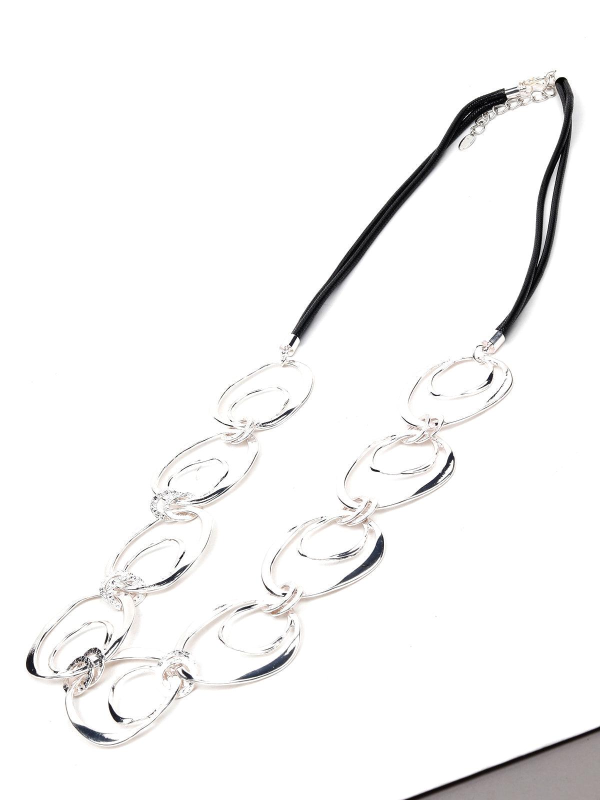 Silver tone hoop looped statement necklace - Odette