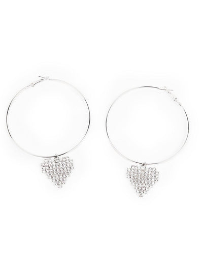 Silver-Tone Studded Crystal Hoop Earrings - Odette