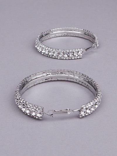 Silver tone studded hoop earrings - Odette