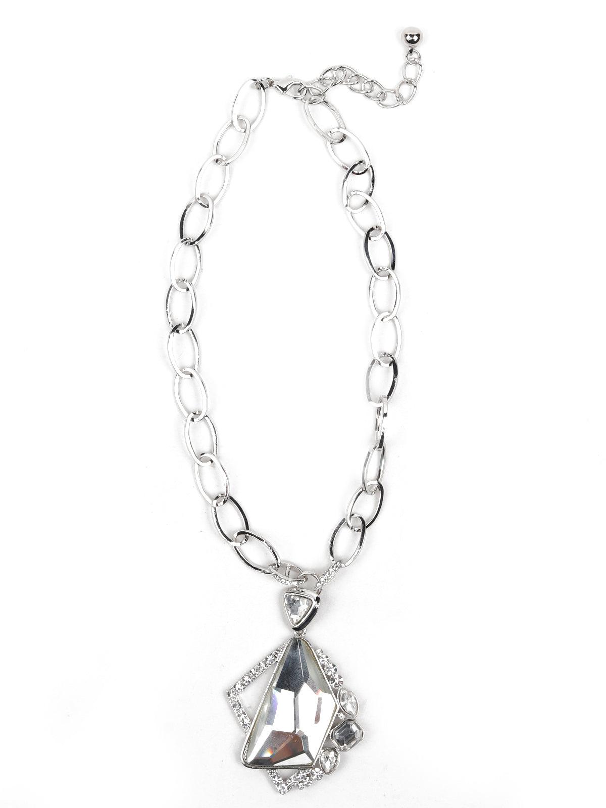Silver-tone textured pearl statement necklace - Odette