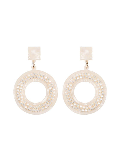 Snow white beaded hoop earrings - Odette