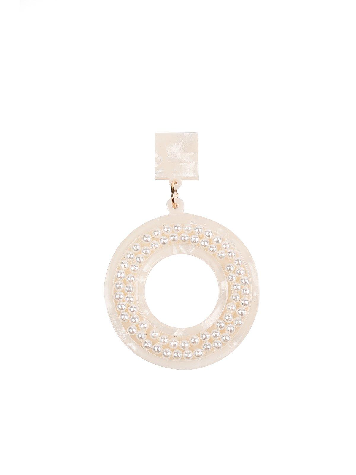 Snow white beaded hoop earrings - Odette