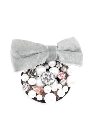 Soft Light Grey Bow Brooch - Odette