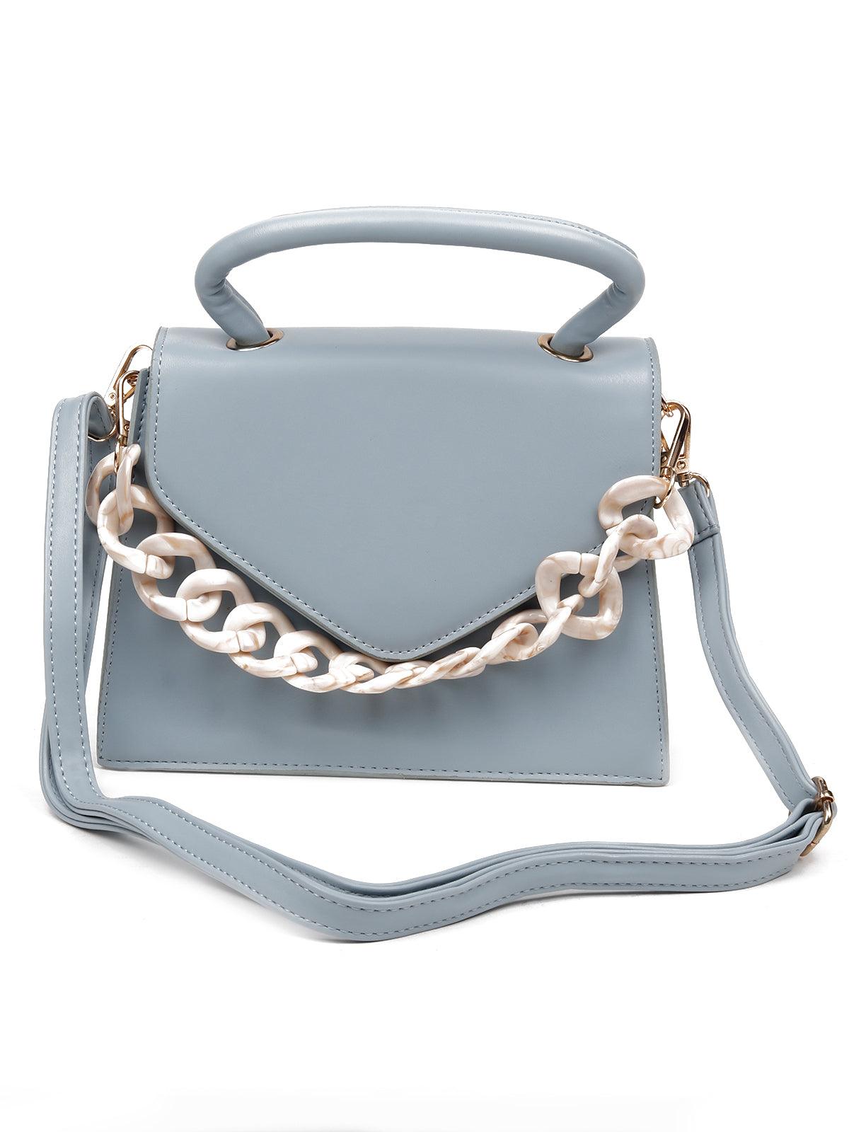 Solid dusk blue sling bag for women - Odette