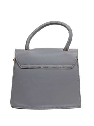 Solid grey structured sling bag for women - Odette