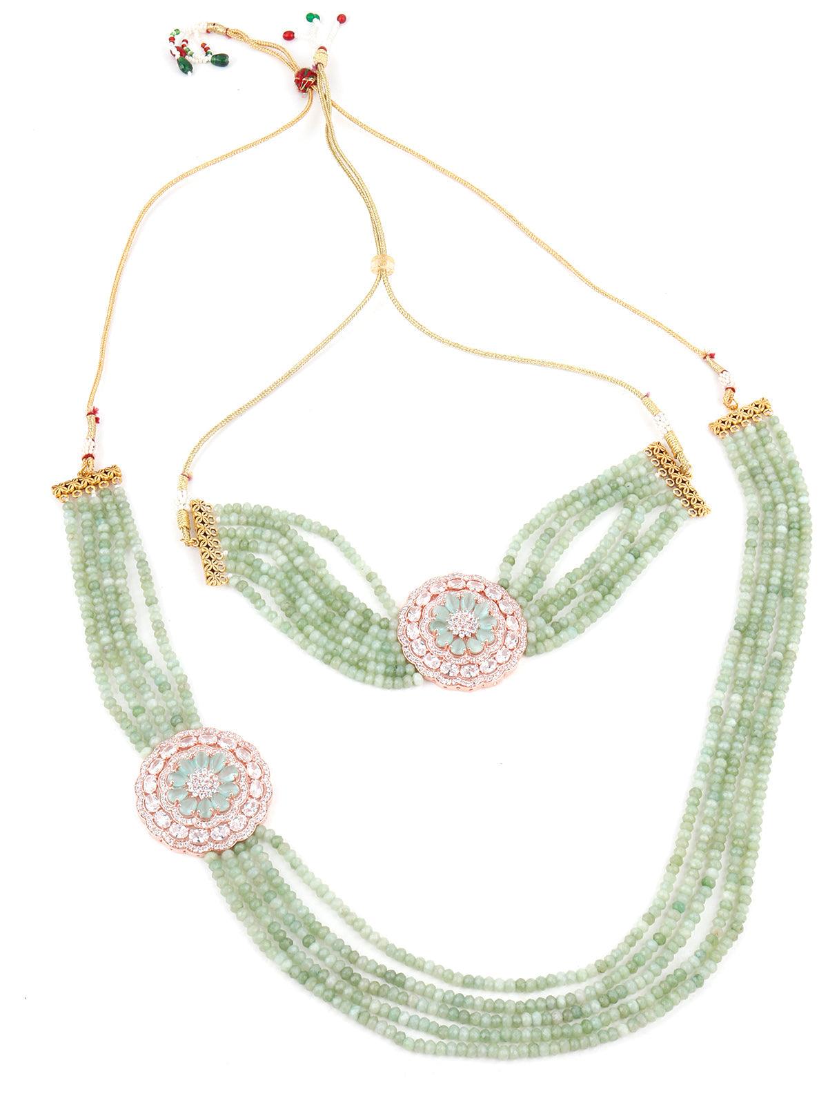 Soothing Green Onyx Choker with Necklace Set - Odette