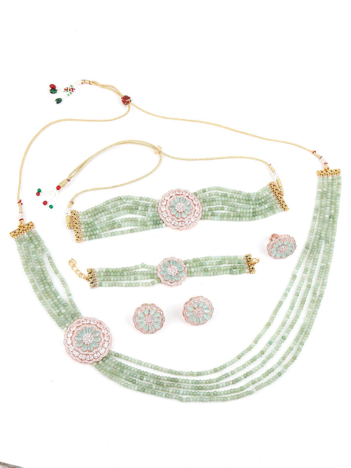 Soothing Green Onyx Choker with Necklace Set - Odette
