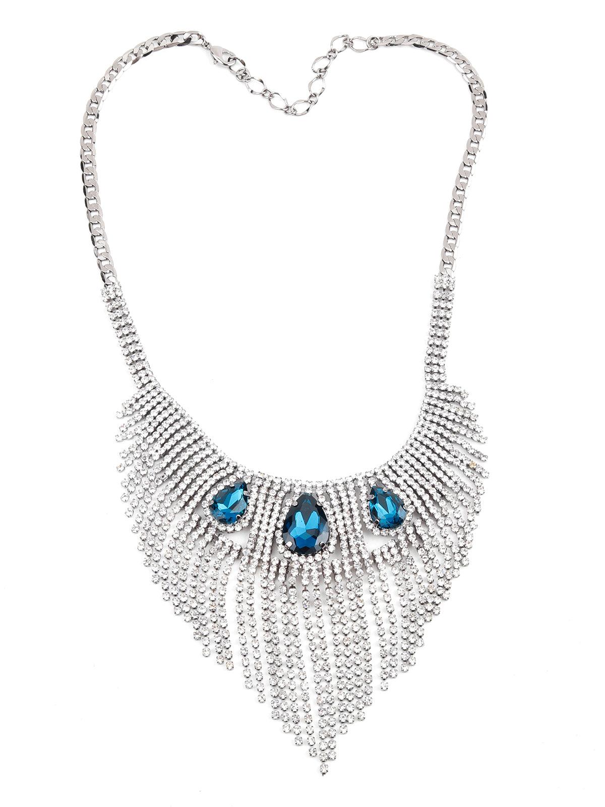 Sophisticated turquoise fringe necklace - Odette