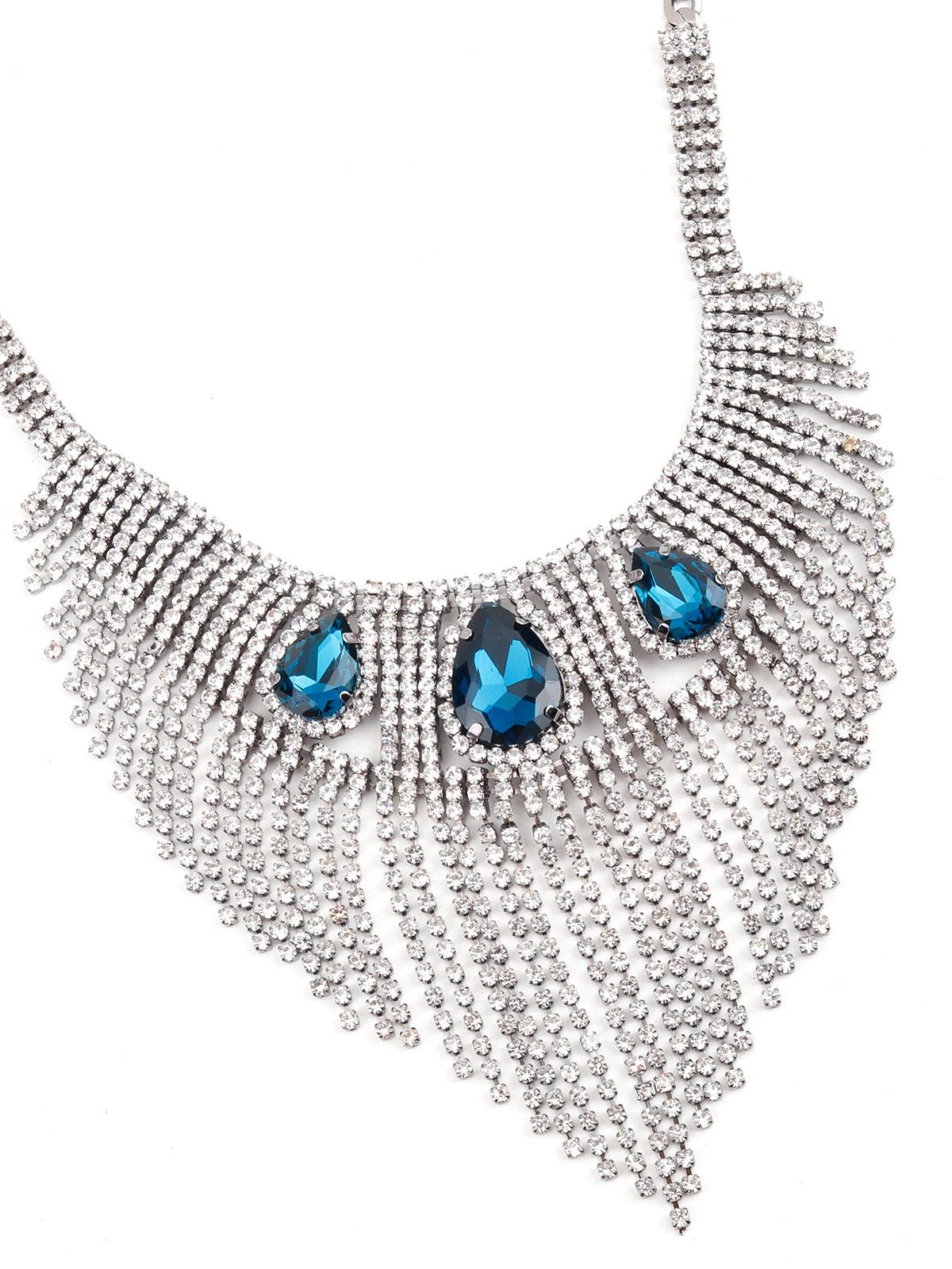 Sophisticated turquoise fringe necklace - Odette