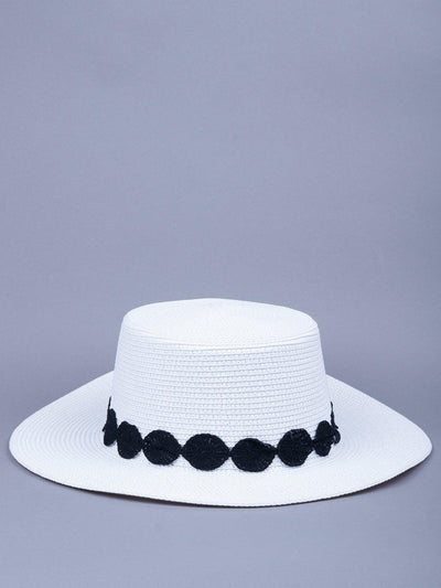 Sophisticated White Boater Hat - Odette