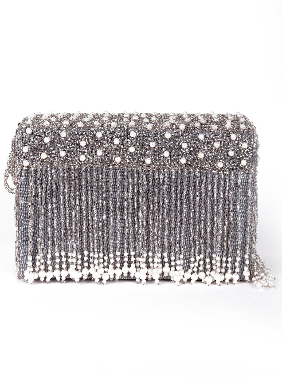 Sparkling overflowing beads tassel sling bag - Odette