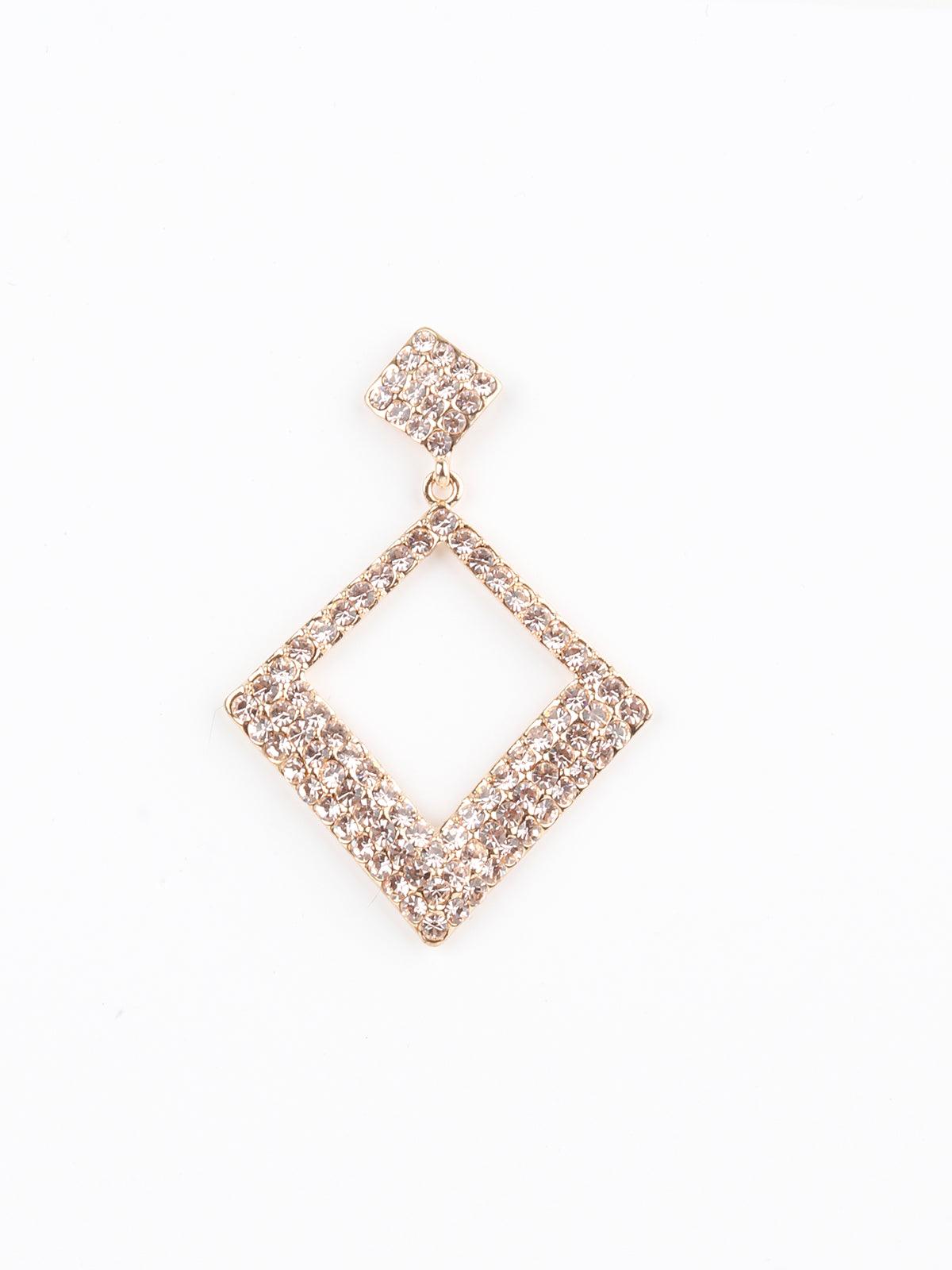 Sparkling Square Crystal Dangling Earrings - Odette