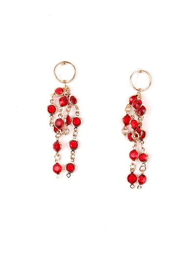 Spill Down Red Crystal Earrings - Odette
