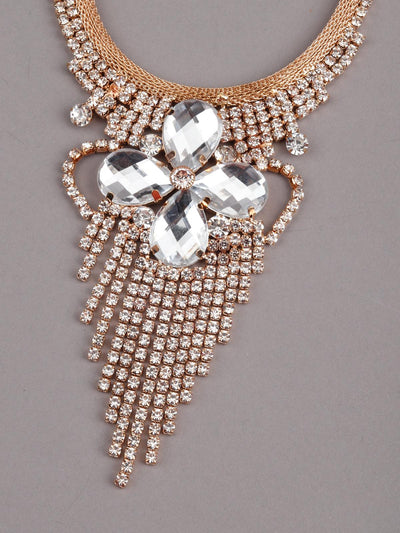Splendid Stone Studded Necklace with Earrings - Odette