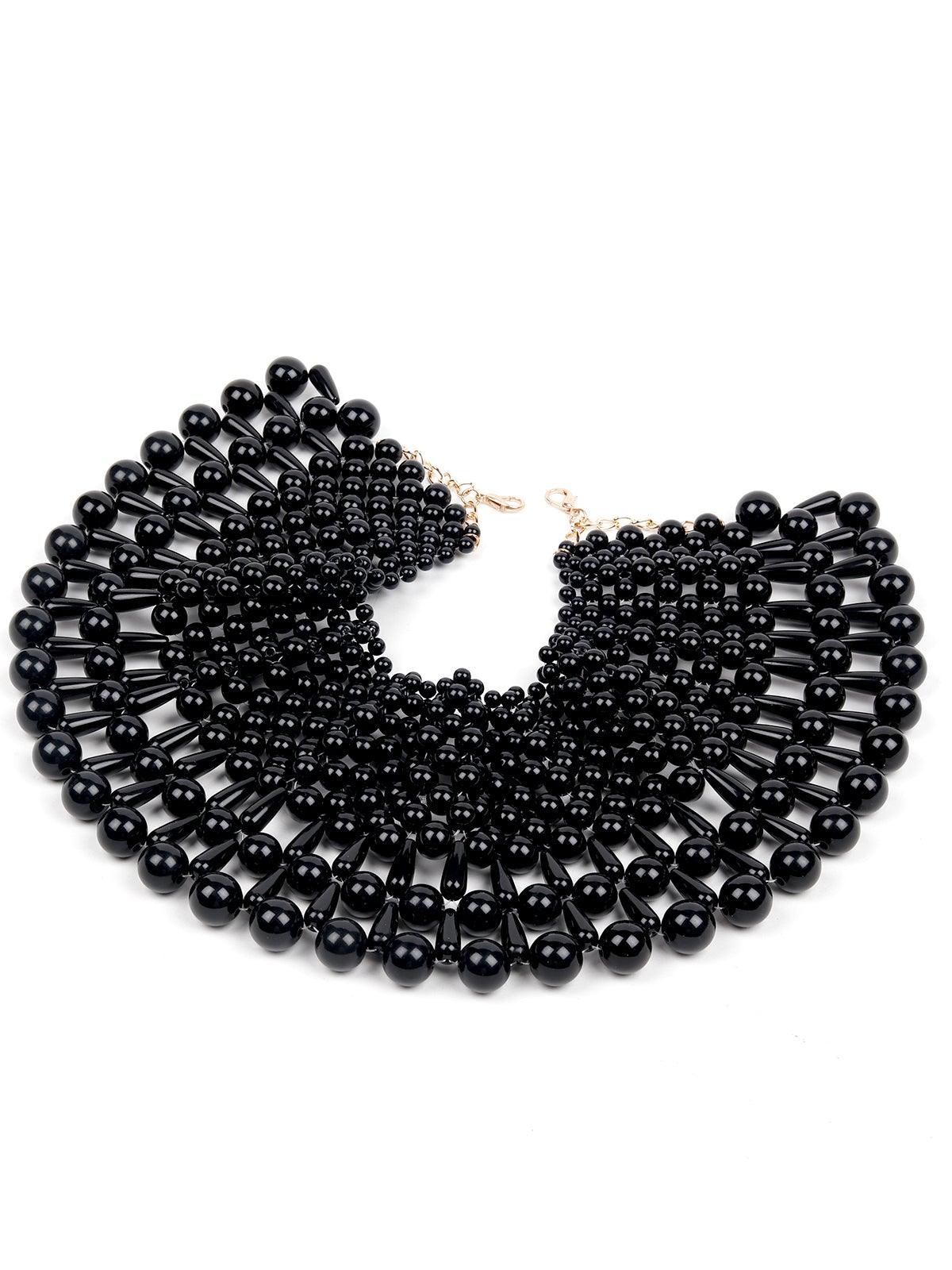 Buy Black Beaded Tube Collar Necklace - Accessorize India